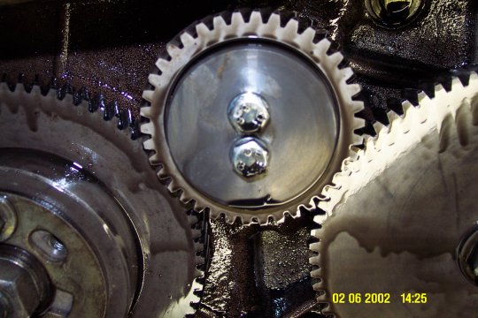 Closer view, front, messy oil,small idler gear
